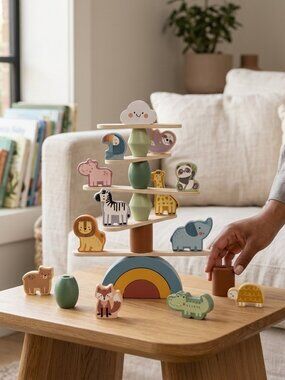 NEW Montessori Wooden Animal Stacking Balance Toy Educational Toddler Gift